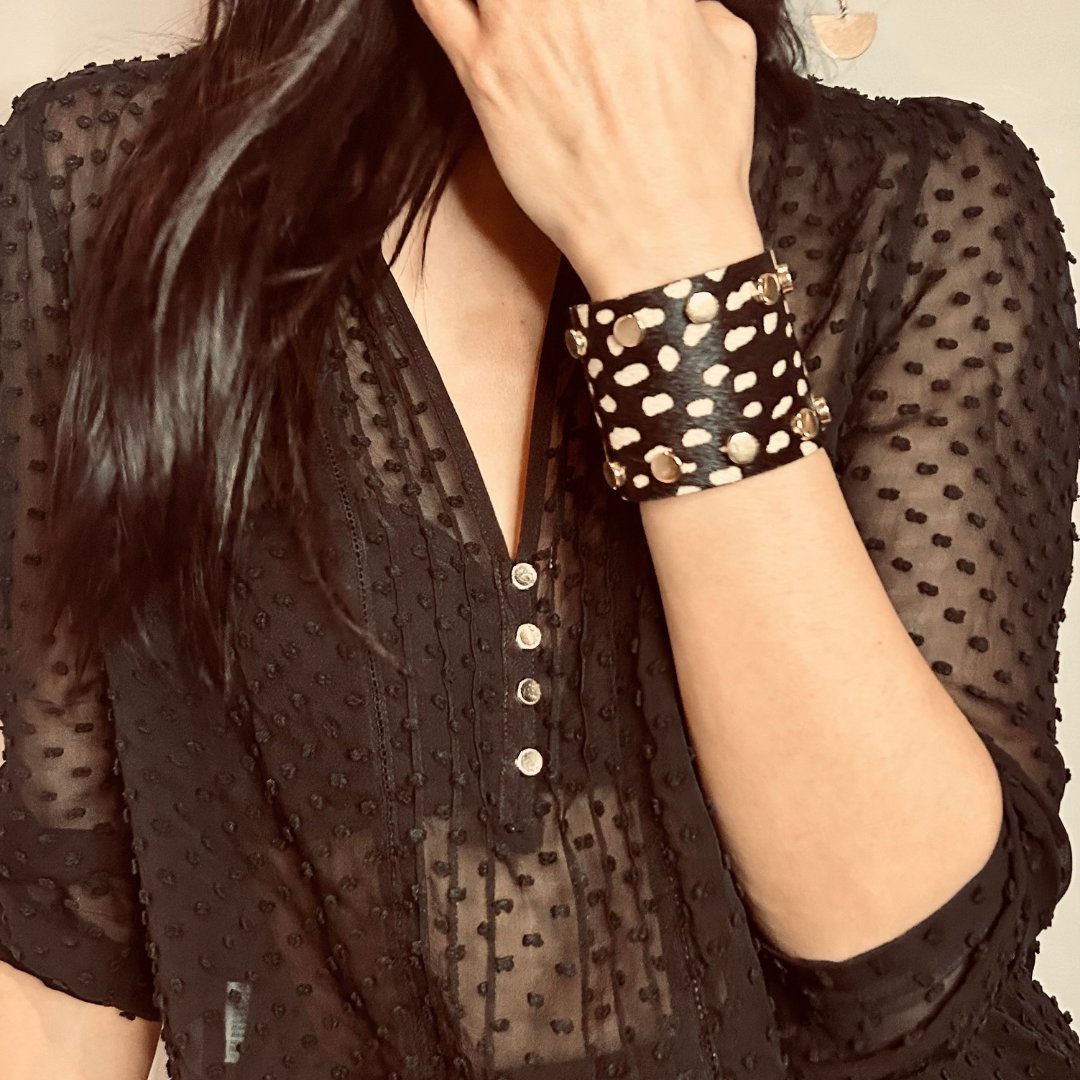 Bracciale polsino maculato nero